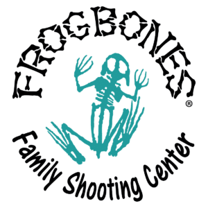 Frogbones Family Shooting Center Logo White